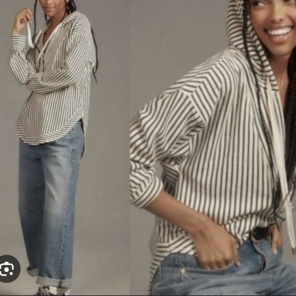 Pilcro Black and White Striped Garment
